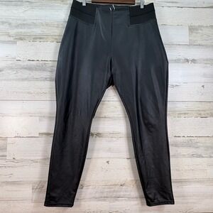 Simply Vera Vera Wang Black Faux Leather Leggings High Rise Elastic Waist Size L